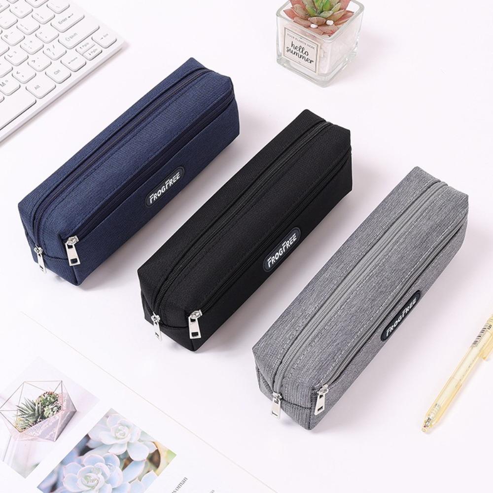 Canvas Pencil Bags Solid Color Stationery Pouch Modern Pen Storage Bag  for Student Kids