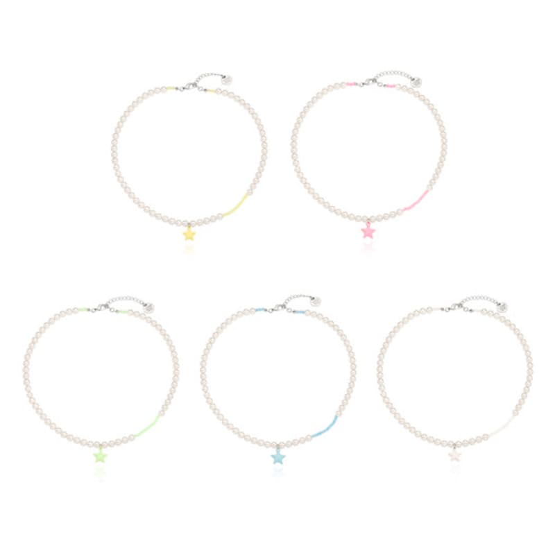 VINTAGE HOLLYWOOD Pastel Star Beads n Pearl Necklace_VH2335NE001B