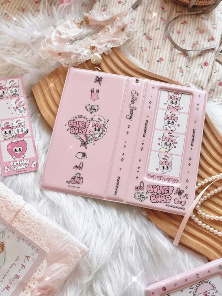 Cute Pink Photocard Holder Card Collect Book Life 4 Cuts Bookmarks Idol Photo Album Kpop Binder