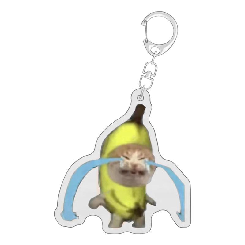 Happy Banana Cat Pendant Keychain Funny Resin Lanyard Small Link Chain Maxwell Cat Keychain Student Gift Bag Accessories Lanyard
