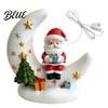 Glowing Desktop Decorations Christmas Moon Night Light with Santa Claus, Resin Decoration Warm LED Home Decor Glow, Holiday Tabletop Ornament for Desk