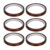 6pcs Heat Resistant Tape Residue Free Polyimide Sublimation Thermal Tape for DIY T Shirt Mug Electronics Crafts 0.6cm