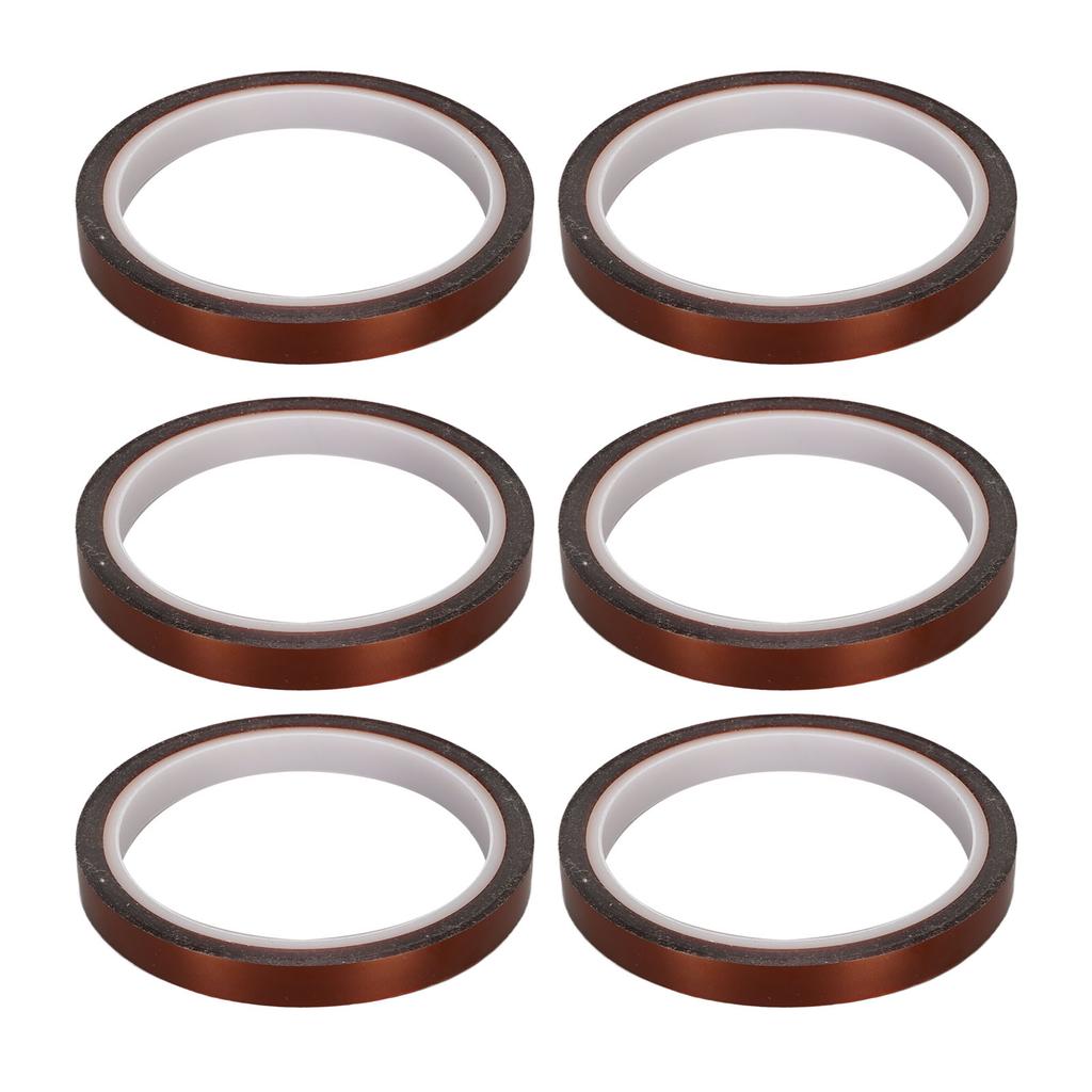 6pcs Heat Resistant Tape Residue Free Polyimide Sublimation Thermal Tape for DIY T Shirt Mug Electronics Crafts 0.6cm
