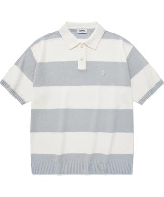 C Logo Stripe Collar Half Knit Sky Blue