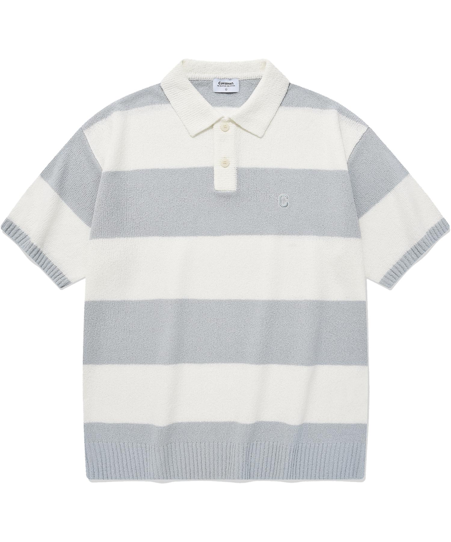 Covernat C Logo Stripe Collar Half Knit Sky Blue Sky Blue/Xl