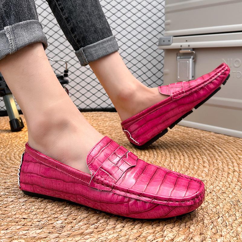 Men's Large Leather Slip-on Loafers: Spring Driving Casual Shoes