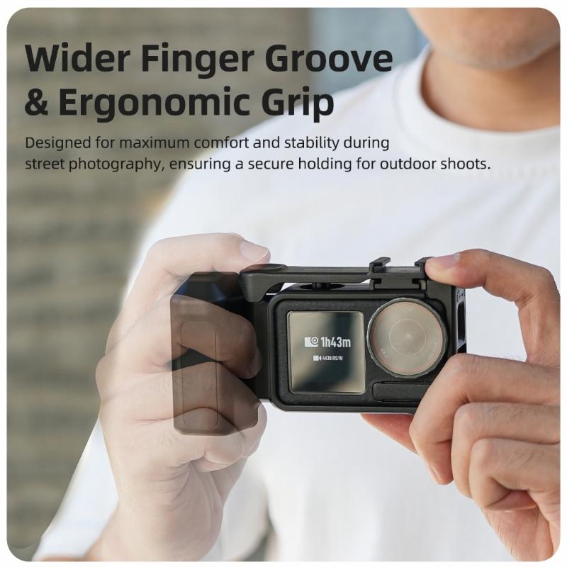Ergonomic Grip Handle Cage For Action 5pro/4/3 Action Cameras Featuring Cold Shoe Mount Built In Shutter Button