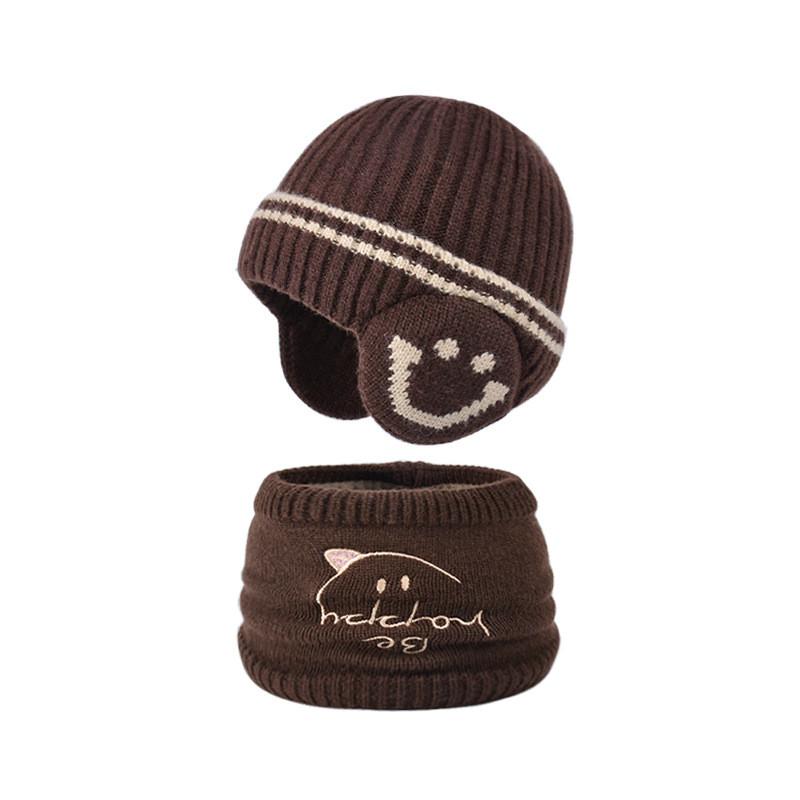 Childrens Acrylic Knit Hat And Scarf Set With Ear Protection For Winter Outdoor Wear