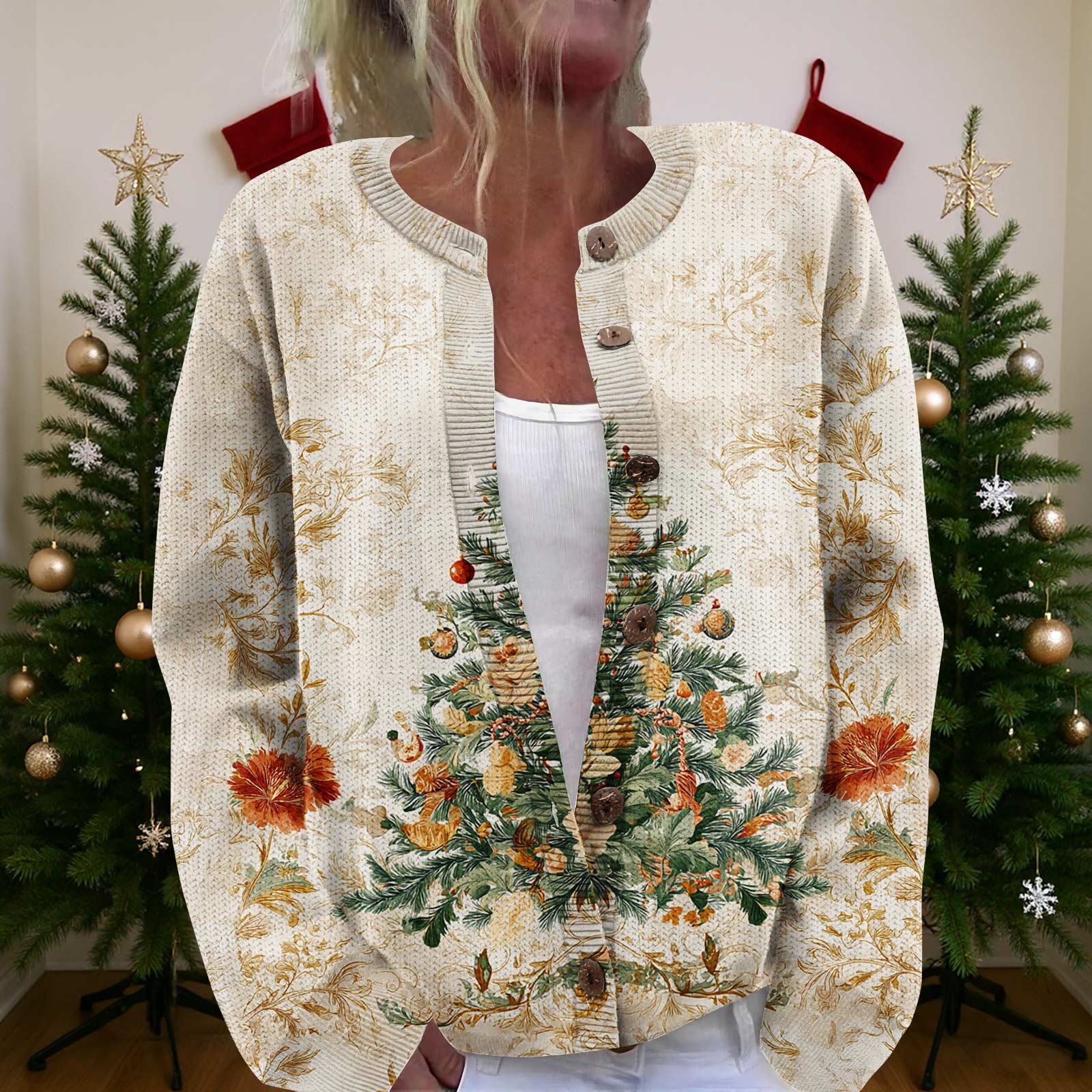 

Women S Christmas Sweater Cute Fun Christmas Sweater Fall And Winter Long Sleeve Knitted Sweater L