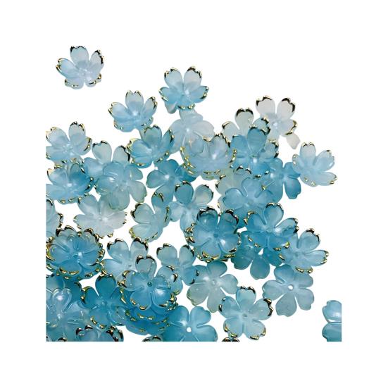 50Pcs Acrylic Cherry Blossom Beads Golden-Plated Flower Spacer Beads DIY Handmade Necklaces Bracelets Jewelry Making 5-Petal Floral Charms