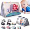 Baby Tummy Time Mirror Book Montessori Soft Cloth Sensory Book With Crinkle Shapes Animals High Contrast Pages For Newborns