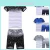 Crew Mens Neck Gradient Tshirtshorts Tracksuits Set Gym Jogging Running Pants