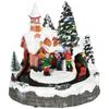 Christmas Village Christmas Scene with LED Lights and Moving Train, Tabletop Christmas Decoration, 20x19.5x20 Cm, Multicolor