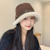 Autumn and winter suede plush warm face small bucket hat woman