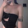 Hiphop Arm Cuff Bracelets Silver Upper Arm Bracelet Fashion Layered Hollow Line Armband  Women