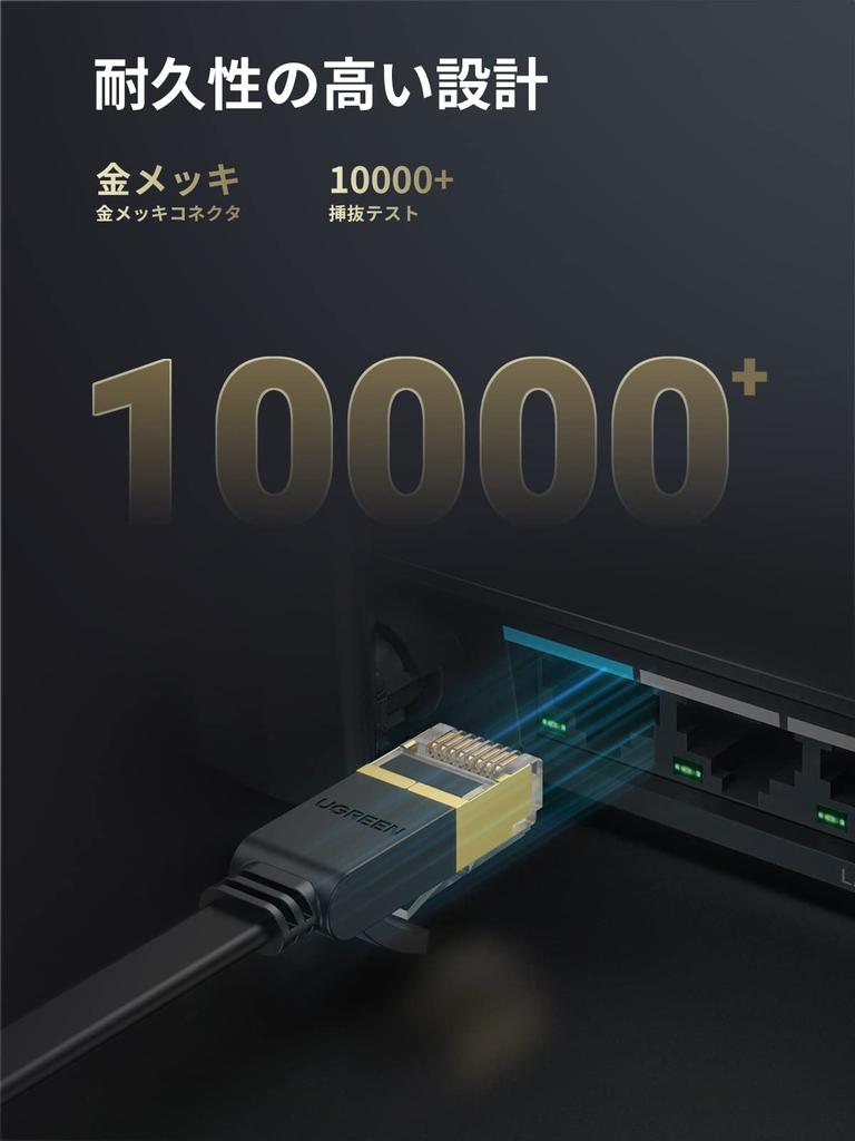 UGREEN LAN Cable Category 7 15M RJ45 Connector Gigabit CAT7 Compliant Ethernet Cable STP Nail Break Prevention Shield Compatible with Modem Router PS5