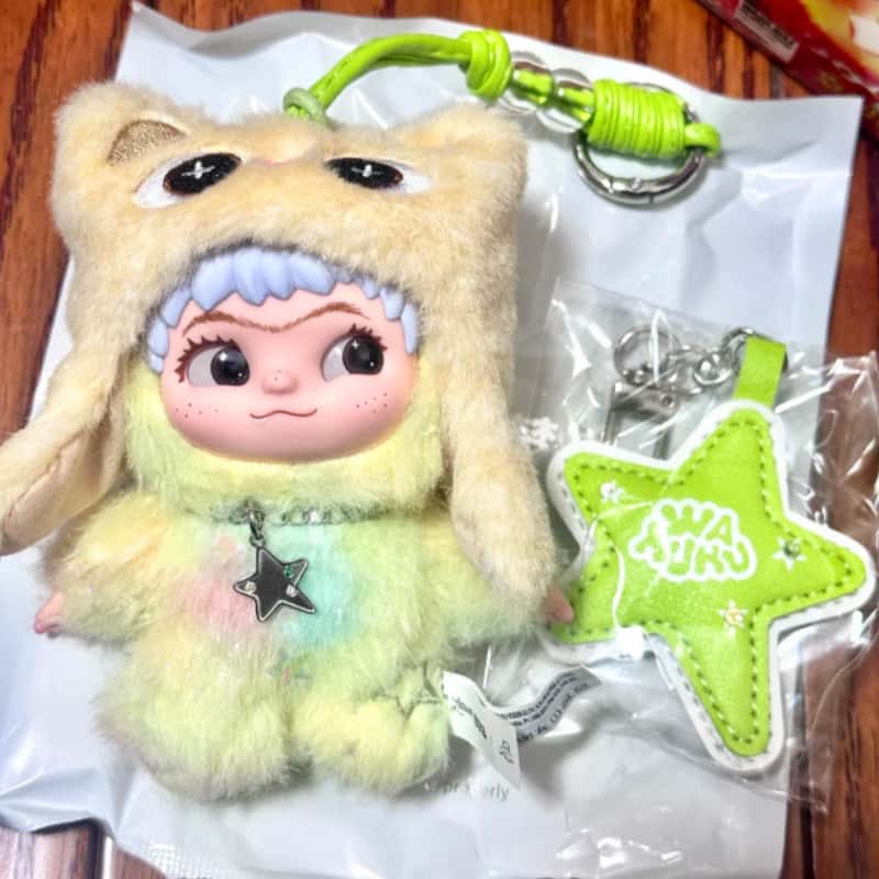Genuine In Stock Wakuku 3.0 On A Roll Series Dolls Cute Fluffy Collectable Figure Bag Charm Keychain Toys Holiday Gift