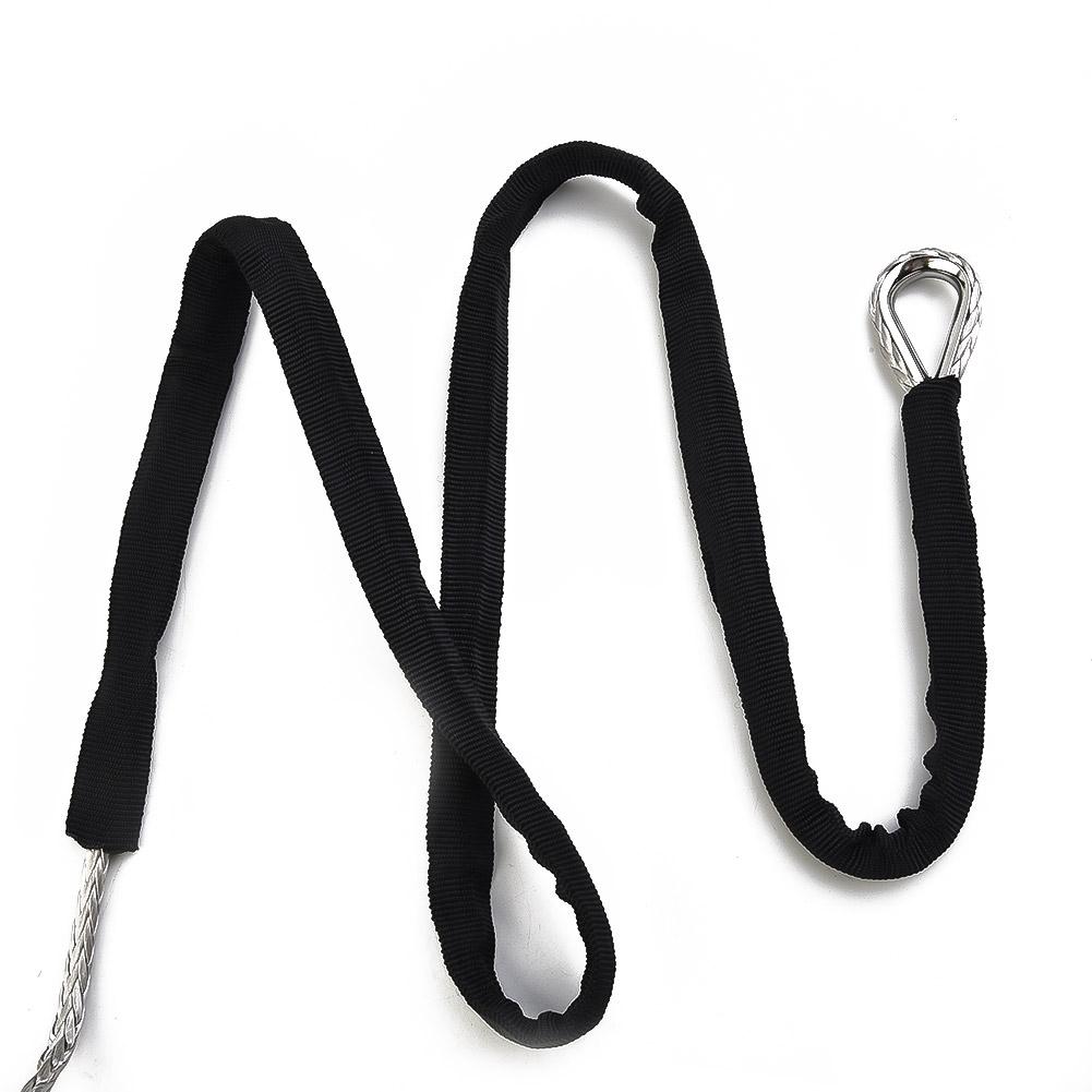 Synthetic Winch Rope Line Cable Tow Cord With Sheath Gray Light Weight