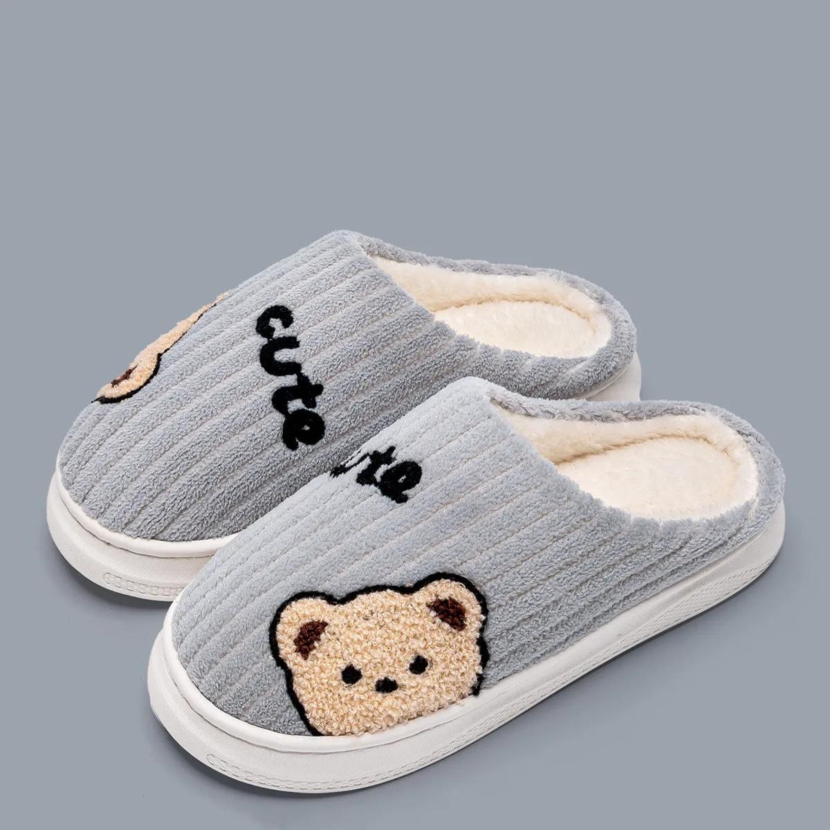 Новые зимние домашние тапочки женские мягкие милые мультяшные туфли мужские повседневные — фото 4