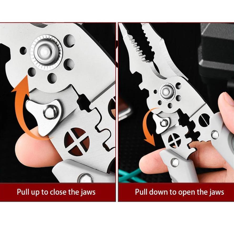 1 Pcs 21 In 1 Wire Stripping Pliers Bent Non Slip Handle Electrician Hand Tools Multitool Adjustable Automatic Stripper Tool