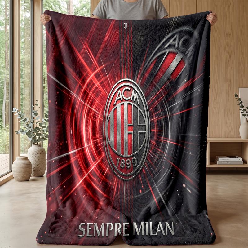 AC Milan Theme Blanket Soft Flannel Blanket Plush Throw Blanket Cozy Sofa Bed Blanket for Home Decor