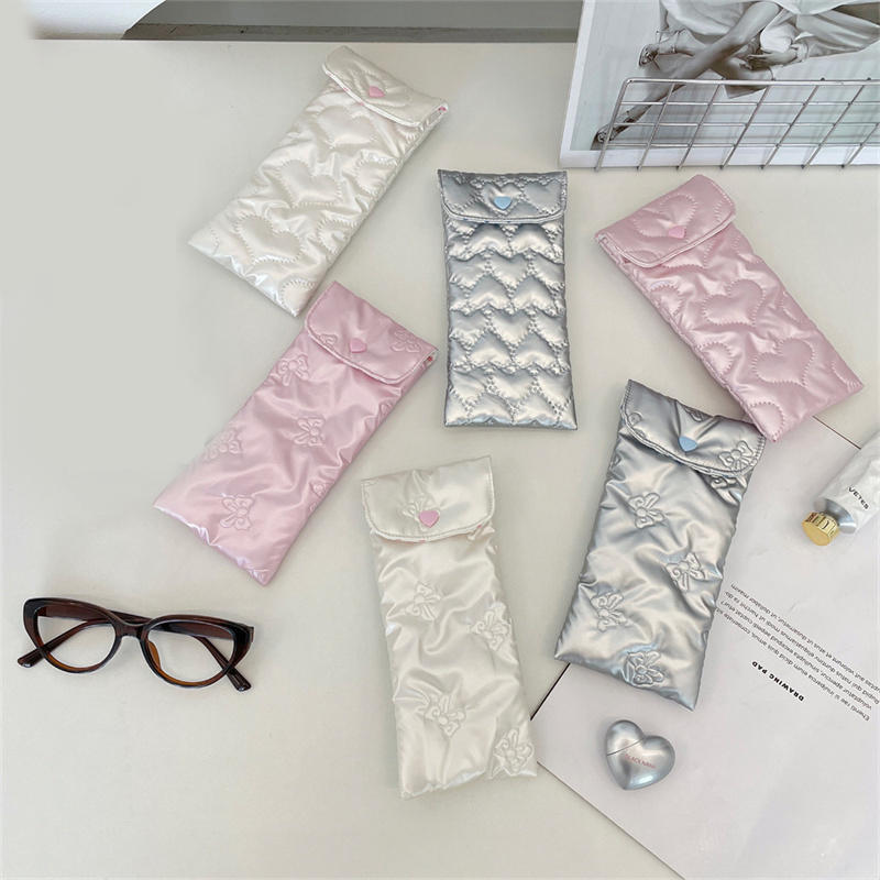 Přenosné mašličkové srdce brýle na čtení pouzdro měkká cestovní proti poškrábání taška na sluneční brýle pro ženy muže