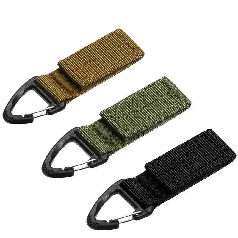 1/2/3Pcs Tactical Hanging Key Hook Clip Clamp Buckle Nylon Webbing Molle Belt Carabiner Outdoor Strap Climbing Accessories