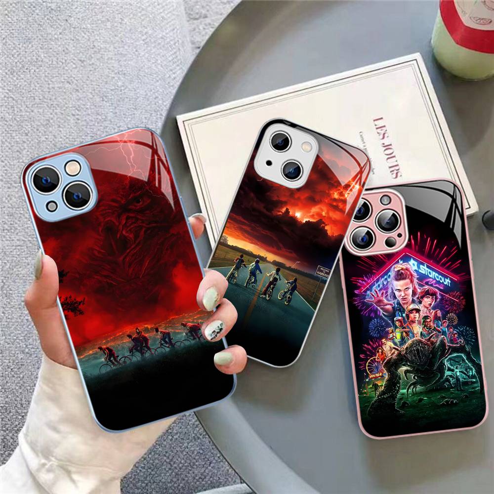 Hot S-Stranger T-Things For IPhone 14 13 12 Mini 11 Pro XS Max X XR 14 Plus Tempered Glass Cover