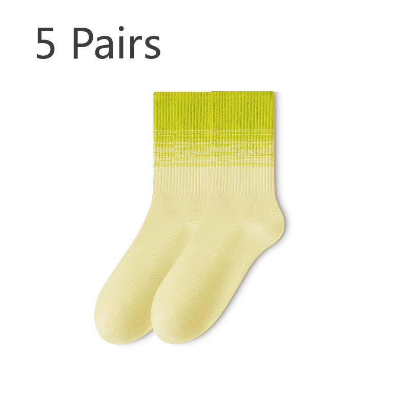 5 Pairs of Female Autumn and Winter Cotton Sports Gradient Stockings
