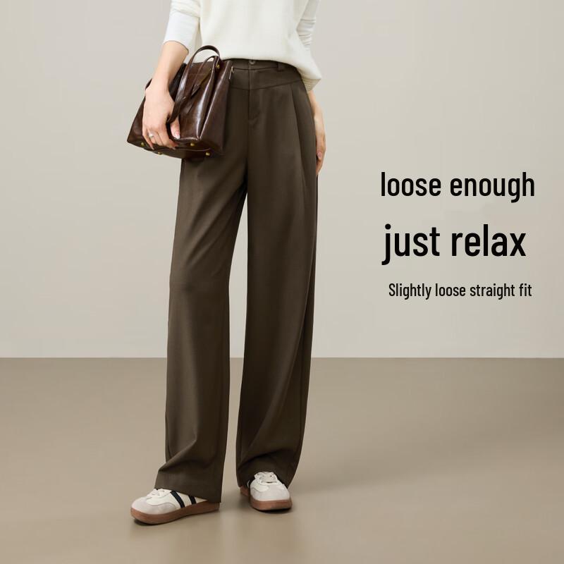 Yiyang Women's Lyocell Wool Blend Straight-Leg Trousers