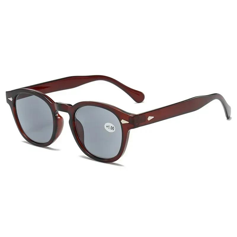 Women Men Ultra Light Unisex Presbyopia Glasses Vintage Rivet Leopard Round Sunglasses Fashion Reading