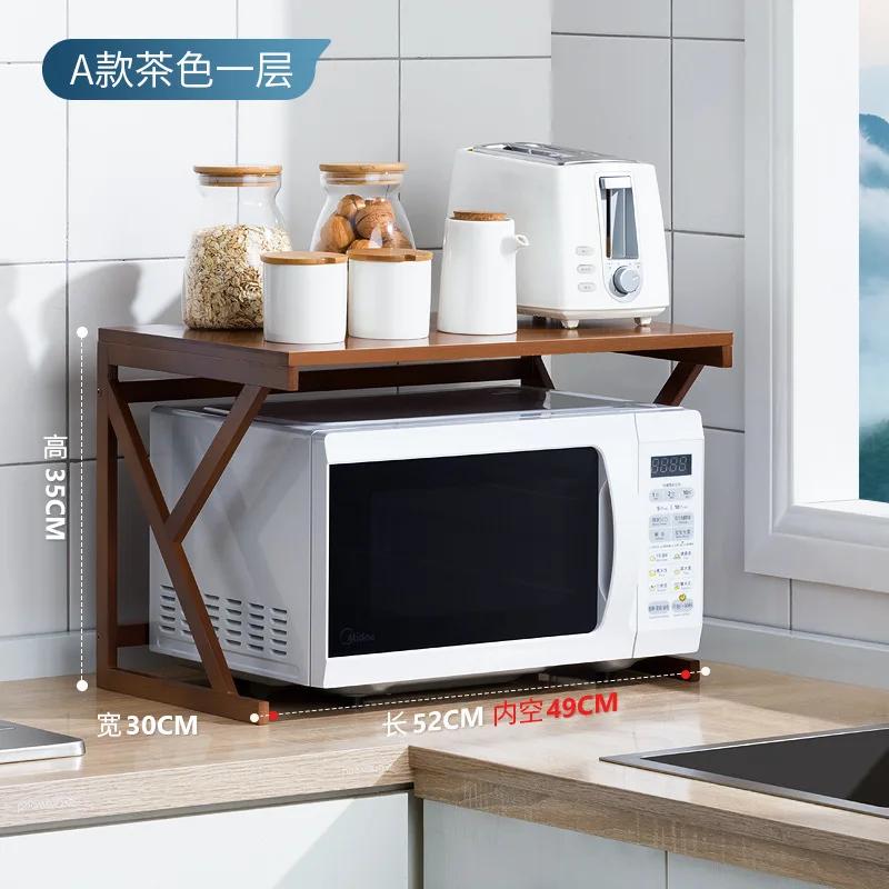 

Новые кухонные столешницы, полка для хранения, многослойная бамбуковая регулируемая полка для микроволновой печи с крючком для подвешивания, держатель для разделочной доски