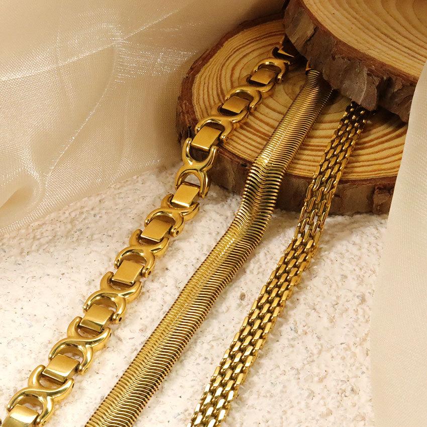 Chain-Shaped Hollow Bracelet Adjustable Retro Minimalist High-End Stainless Steel Bracelet Summer Women