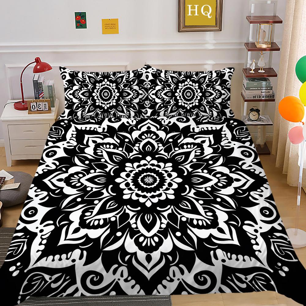 Zestaw poszewek na kołdrę 3D w kolorze czarnym Paisley King Size Home Textiles Girl Bedspread Luxury Bedding Cover Set