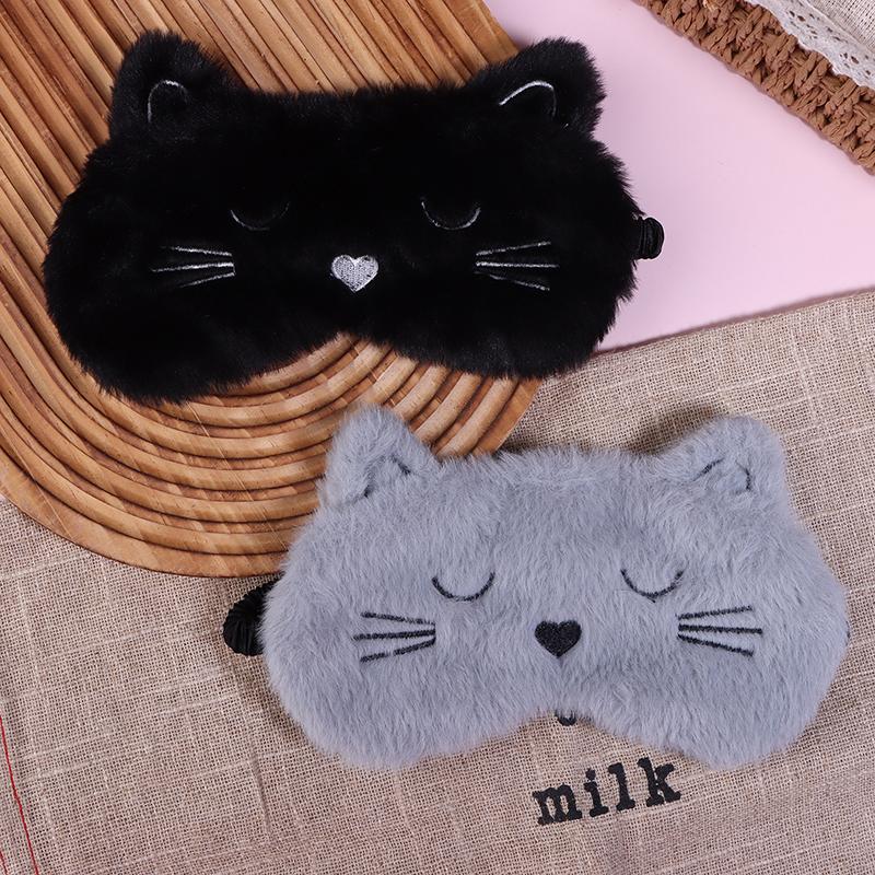 Urocza kreskówkowa maska do spania kota na oczy opaska na oczy pluszowa opaska na oczy do spania dla dziewczyny kobiety drzemka noc zwierzę opaska na oczy