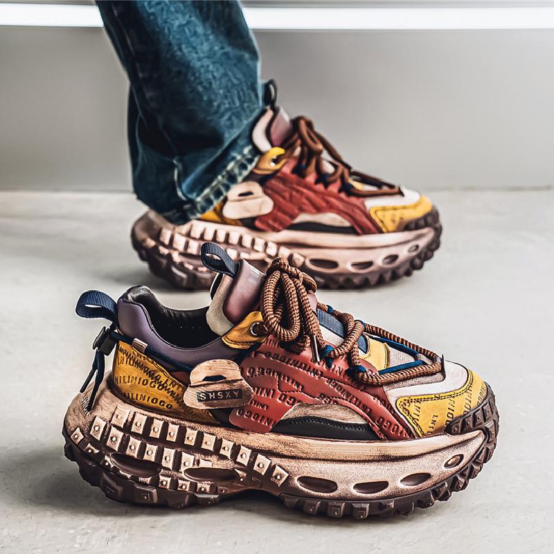 Internet Famous Popular Men's Shoes Trendy Brands Niche Retro Worn Out Sports Leisure Thick Soled Height Increasing Dad