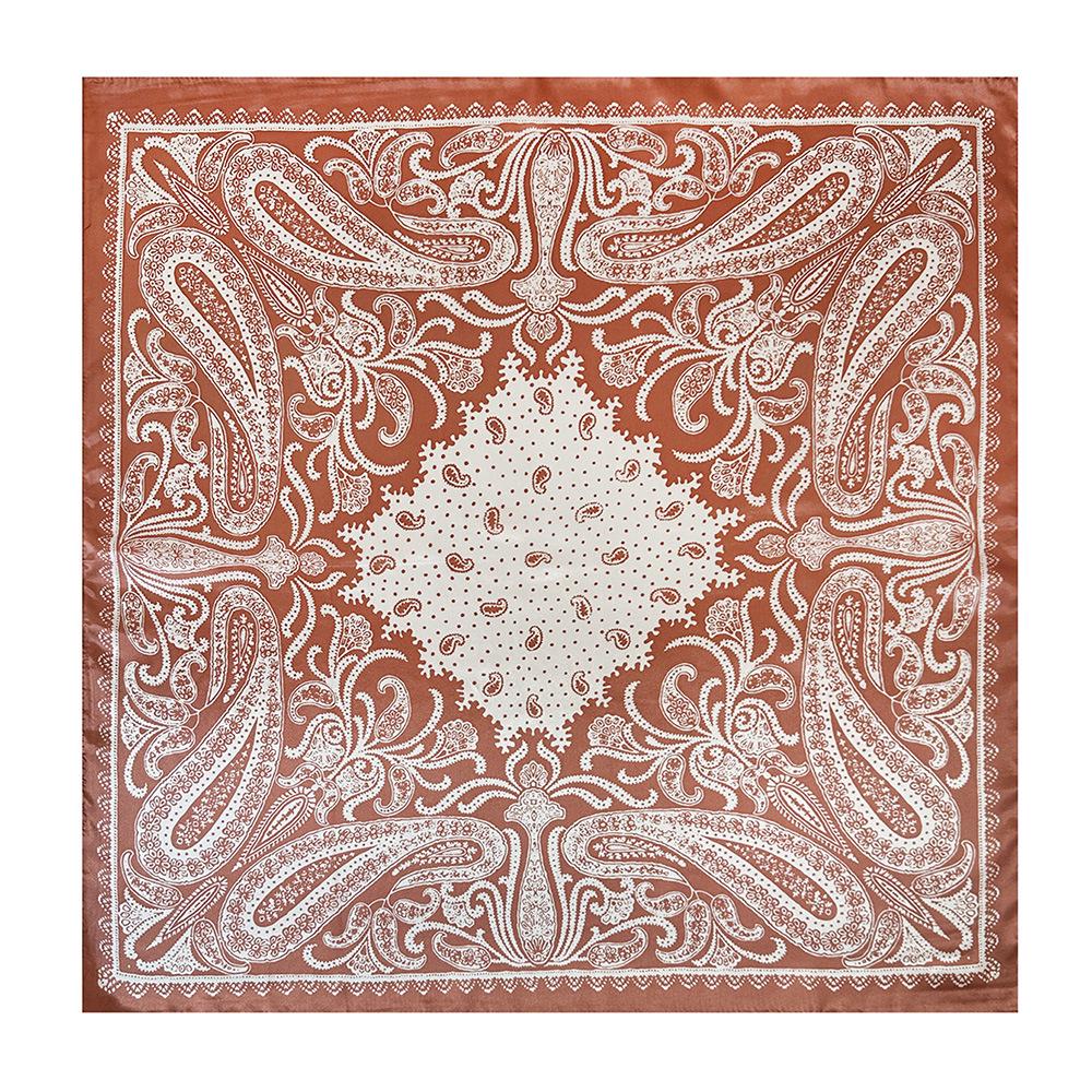 90cm Women's Cashew Silk Scarf: European-American Retro Paisley Print Headscarf