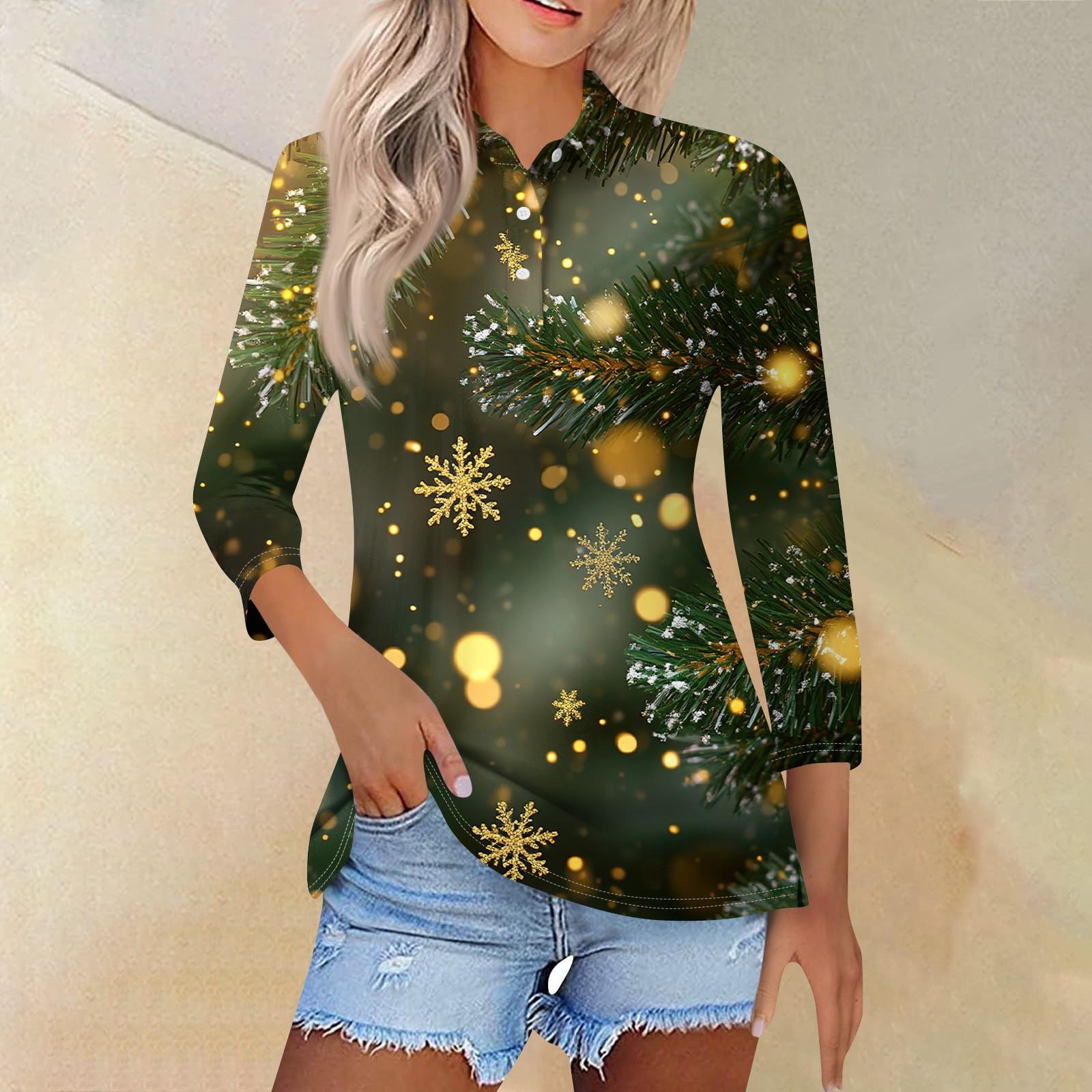 Женская модная повседневная рубашка с отворотом и рукавом 3/4 — фото 3