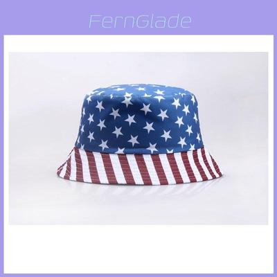 Sommer Sonnenschutz Fischerhut Mit Zweiseitigem US-Flaggen-Design Für Damen