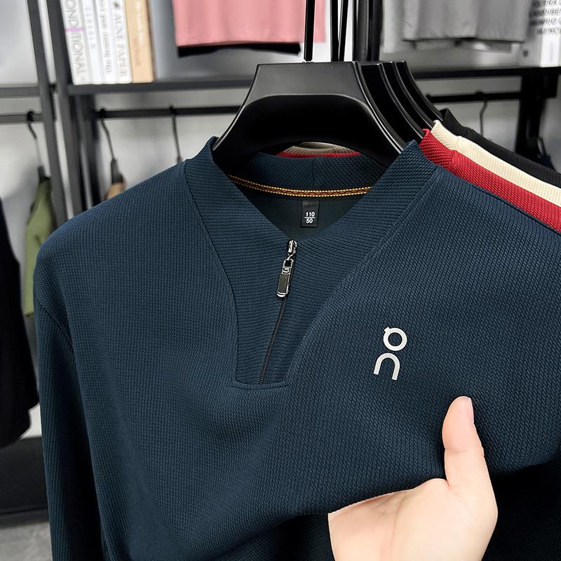 Men's Quarter Zip Waffle Knit Pullover, Stand Collar Long Sleeve Casual Top, Breathable Lightweight Shirt for Daily Wear
