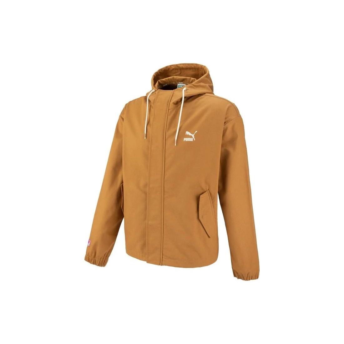 PUMA Windbreaker Hoodied Jacket Brown Men s 537523-74 L