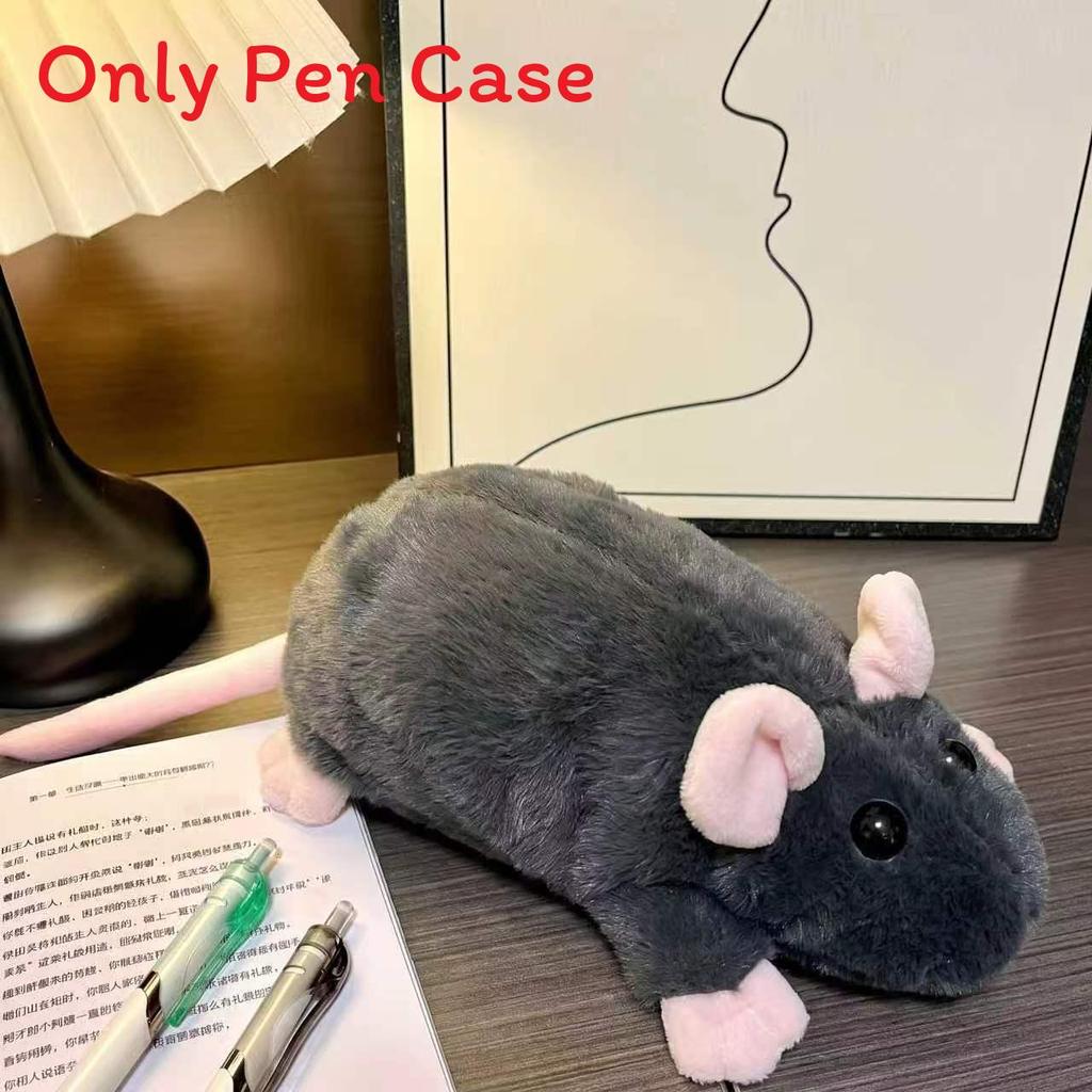 Plush Mouse Pencil Case With Cartoon Design For Students And Kids