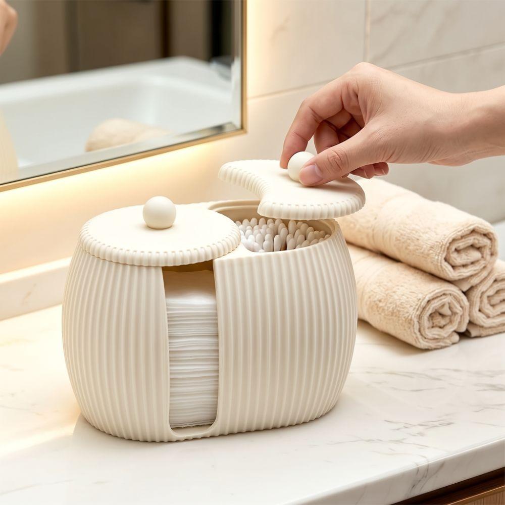 3D Printed Cosmetics Storage Box Striped Pattern Cotton Pad Holder Washbasin Counter Decor