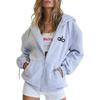 Modische Persönlichkeit Blume Reißverschluss Hoodie Locker Freizeitkleidung Langarm Kapuzen-Strickjacke