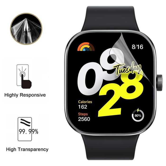 Protector ecran pentru Xiaomi Redmi Watch 4 [Pachet 6] Folie de protecție din plastic rezistentă ultra subțire Phonillico