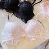 Japanese Lace Underwear Women's Suit Small Chest Thin Bow Strap Upper Support Anti-sagging Steel Ring Sexy Bra