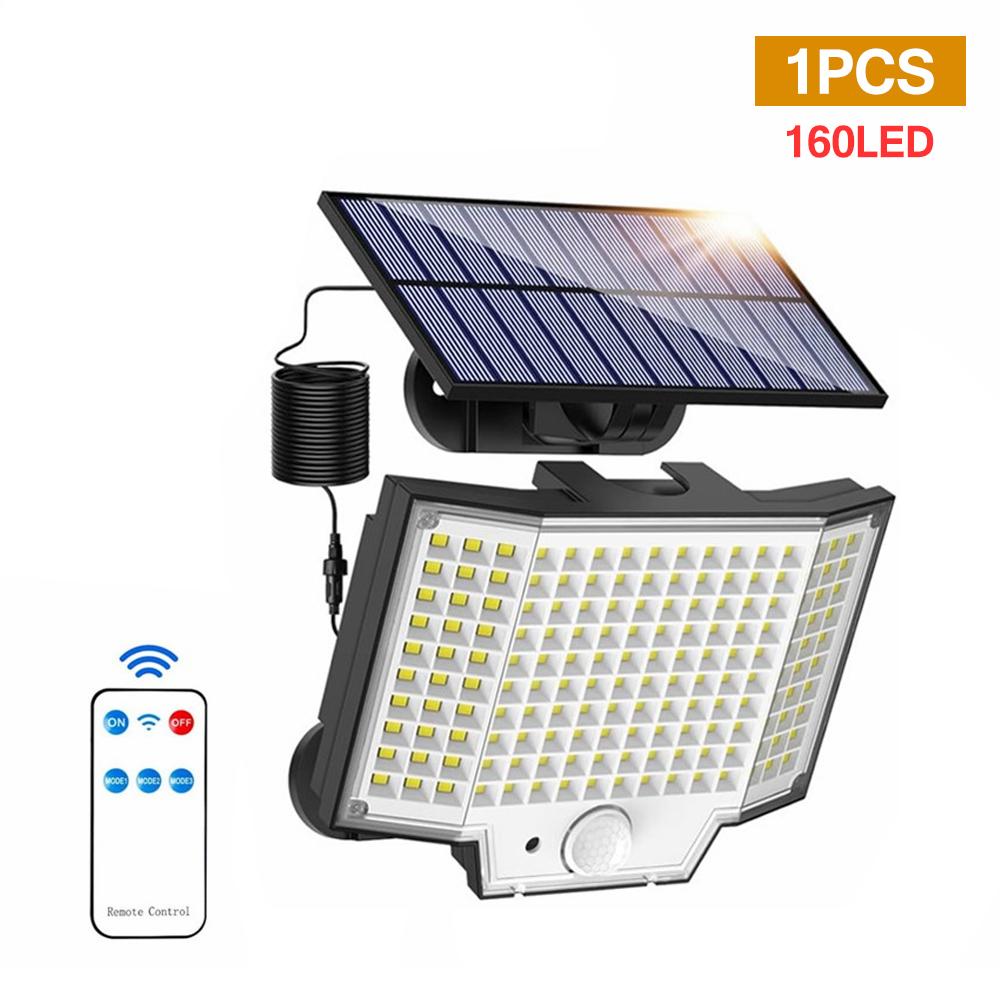 160/128 LED Outdoor Solar Street Lamp with 3 Modes Wall Lamps Waterproof PIR Motion Sensor Garden Park Decoration Light