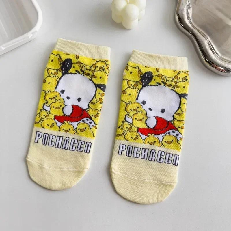 5pairs Kawaii Sanrio Socks Pochacco Anime Cute Summer Student Movement Comfortable Breathable Cartoon Socks Toys for Girls Gifts