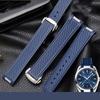 20mm Watch Strap For Omega Seamaster 300 AT150 Aqua Terra Ultra Light 8900 Steel Buckle Blue Watchband Bracelets