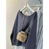Real Shot Diagonal Neck Sweater Women's Thin Loose Sweet and Spicy Off-shoulder Long-sleeved Top Jacket